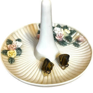 Unbranded Mid-Century Tiger's Eye Clip-On Earrings, Brown Gold